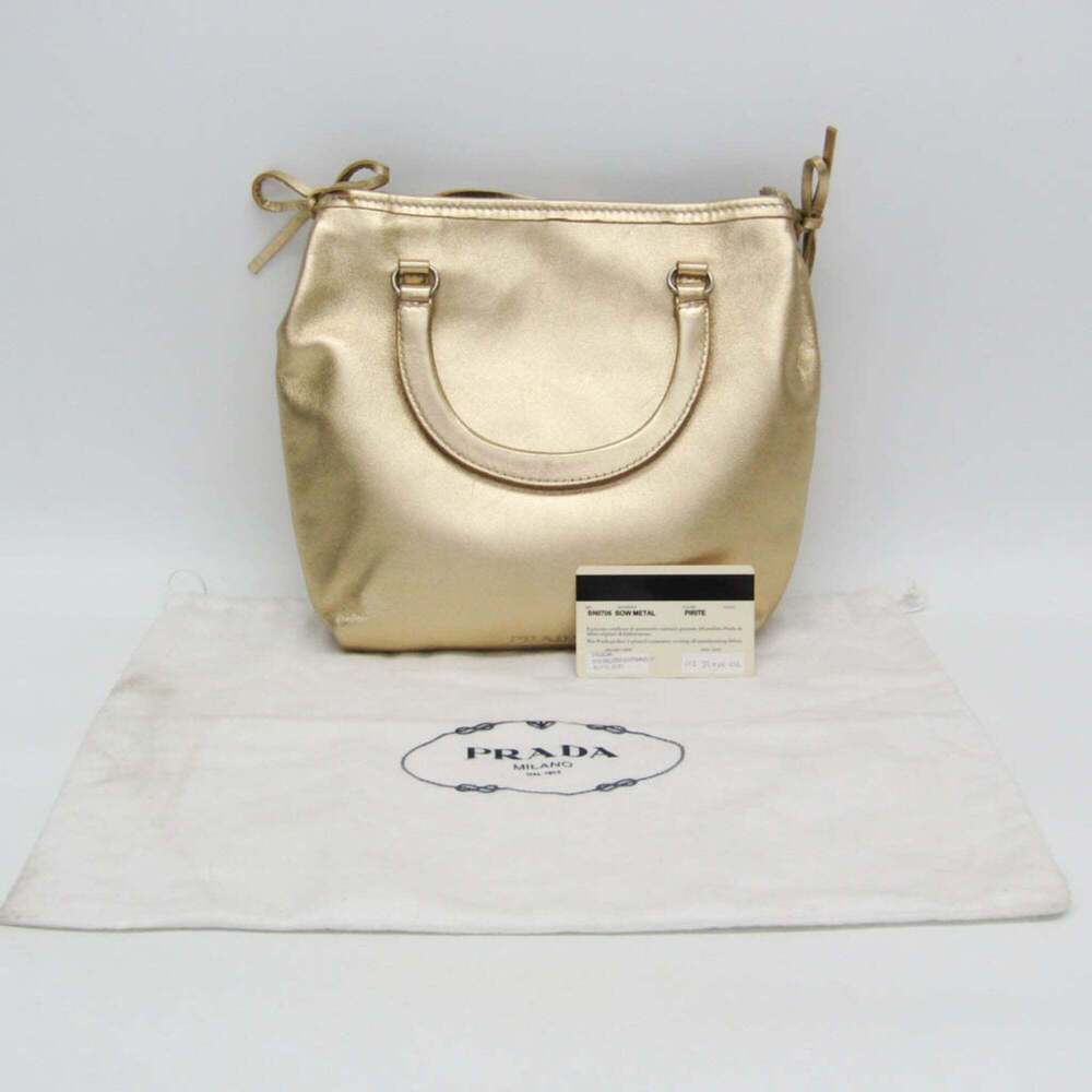 PRADA Gold Leather Shoulder Bag - Picture 2 of 14